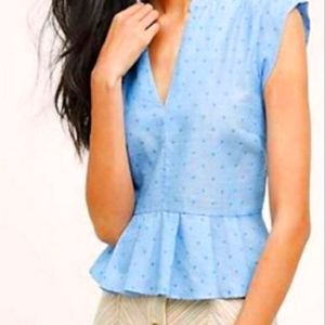 Anthropologie Porridge Chambray Peplum Shirt